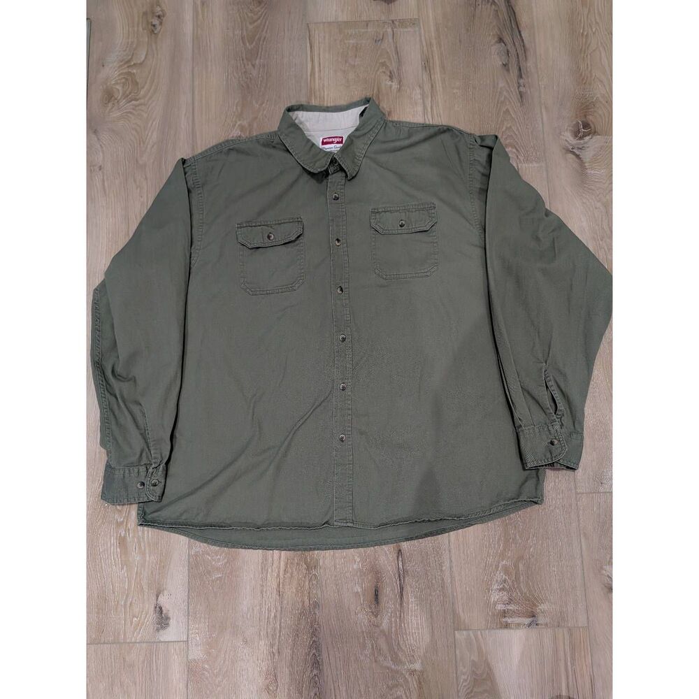 Wrangler Premium Quality Heavyweight Twill Shirt Men’s 3XL Olive Green Workwear